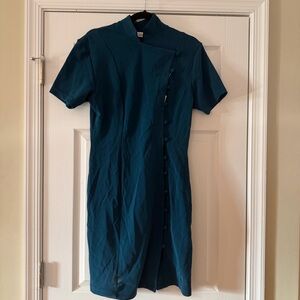 Vintage Newport News Dark Teal Mini Dress with Buttons